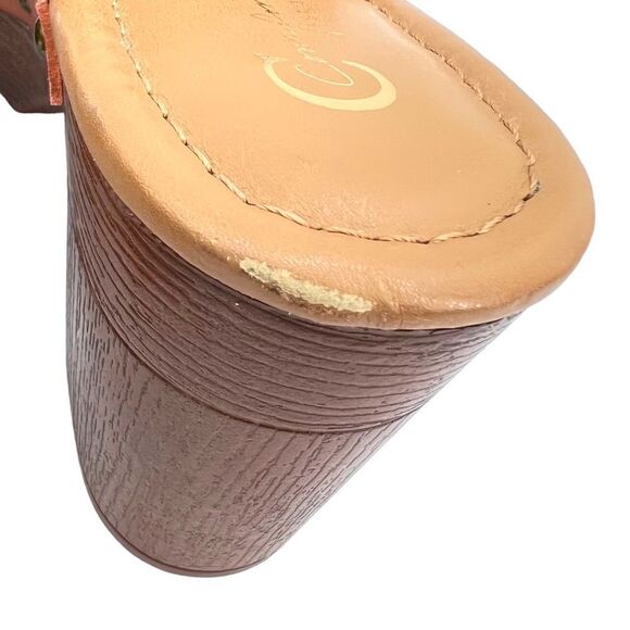 Cato Comfort Brown Leather Studded Braided Detail 4” Block Heel Clogs Size 9 - Picture 11 of 13